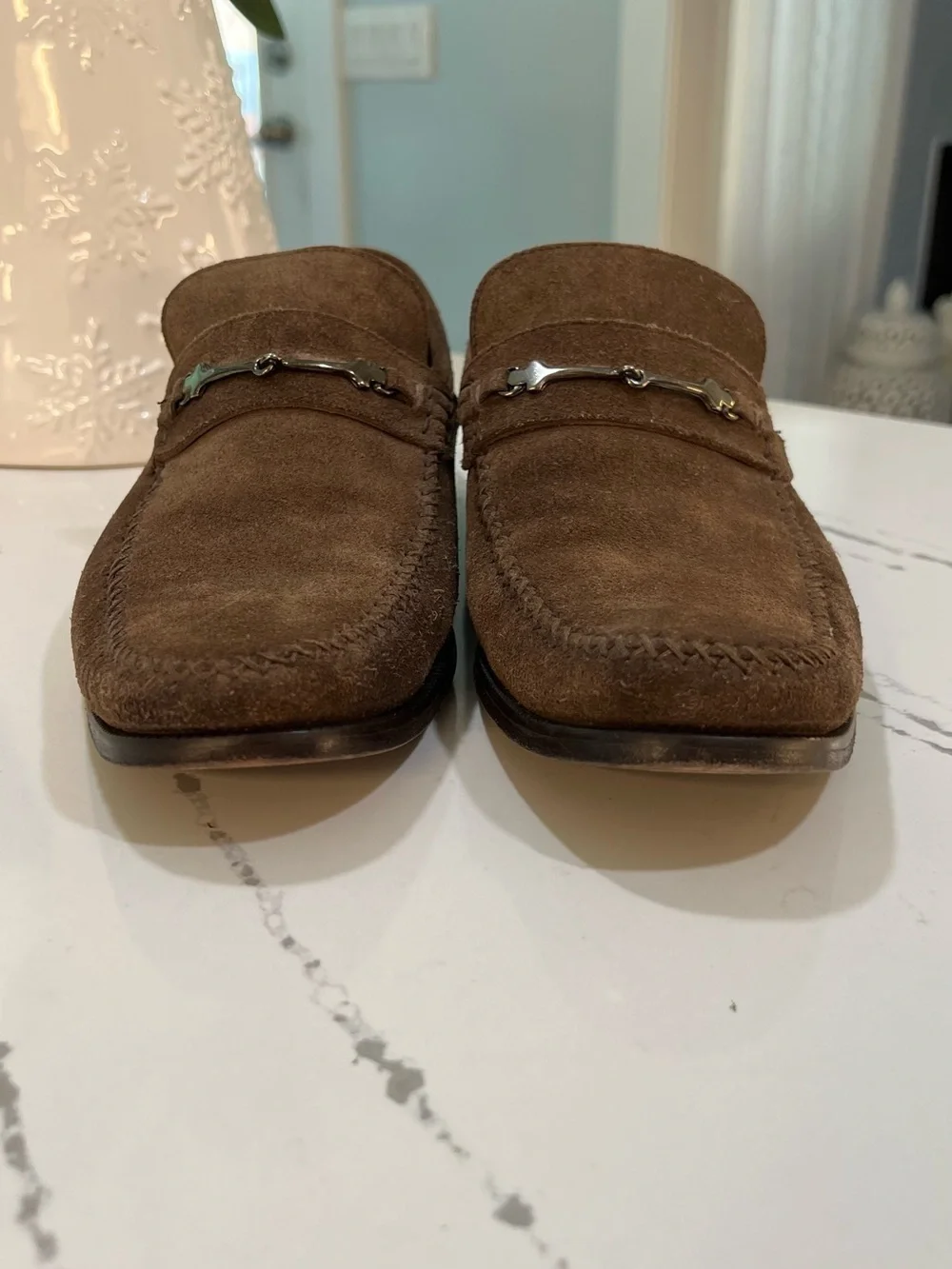 Bruno Magli Pittore Brown Suede Horsebit Loafers - Men's Size 9 M